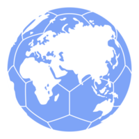 mapa do mundo na silhueta de bola de pé para ícone, símbolo, pictograma, notícias esportivas, ilustração de arte, aplicativos, site ou elemento de design gráfico. formato png