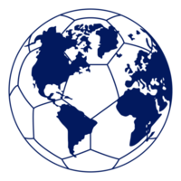 mapa mundial en la silueta de la pelota de pie para icono, símbolo, pictograma, noticias deportivas, ilustración de arte, aplicaciones, sitio web o elemento de diseño gráfico. formato png