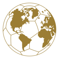 World Map on the Foot Ball Silhouette for Icon, Symbol, Pictogram, Sport News, Art Illustration, Apps, Website or Graphic Design Element. Format PNG