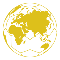 mapa mundial en la silueta de la pelota de pie para icono, símbolo, pictograma, noticias deportivas, ilustración de arte, aplicaciones, sitio web o elemento de diseño gráfico. formato png