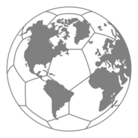 World Map on the Foot Ball Silhouette for Icon, Symbol, Pictogram, Sport News, Art Illustration, Apps, Website or Graphic Design Element. Format PNG