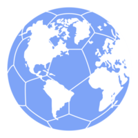 World Map on the Foot Ball Silhouette for Icon, Symbol, Pictogram, Sport News, Art Illustration, Apps, Website or Graphic Design Element. Format PNG