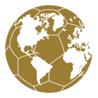 mapa mundial en la silueta de la pelota de pie para icono, símbolo, pictograma, noticias deportivas, ilustración de arte, aplicaciones, sitio web o elemento de diseño gráfico. formato png