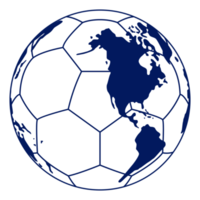 World Map on the Foot Ball Silhouette for Icon, Symbol, Pictogram, Sport News, Art Illustration, Apps, Website or Graphic Design Element. Format PNG