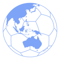 World Map on the Foot Ball Silhouette for Icon, Symbol, Pictogram, Sport News, Art Illustration, Apps, Website or Graphic Design Element. Format PNG