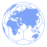 World Map on the Foot Ball Silhouette for Icon, Symbol, Pictogram, Sport News, Art Illustration, Apps, Website or Graphic Design Element. Format PNG