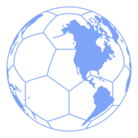 mapa mundial en la silueta de la pelota de pie para icono, símbolo, pictograma, noticias deportivas, ilustración de arte, aplicaciones, sitio web o elemento de diseño gráfico. formato png