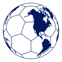 World Map on the Foot Ball Silhouette for Icon, Symbol, Pictogram, Sport News, Art Illustration, Apps, Website or Graphic Design Element. Format PNG