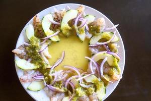 Aguachile, Mexican spicy marinated seafood dish with shrimp photo