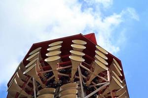 Loudspeaker is an electrical equipment broadcasting on a high pole and a large number in Wat Klang Bang Kaeo of Thailand is the only modern technology in the world is the unseen of Thailand. photo