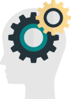 brains and cogs illustration in minimal style png