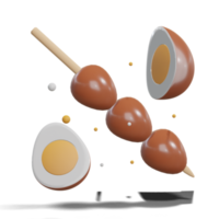 Soy Quail Eggs Satay 3d with Transparency Background png