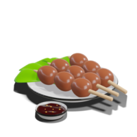 Soy Quail Eggs Satay 3d with Transparency Background png