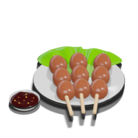 Soy Quail Eggs Satay 3d with Transparency Background png