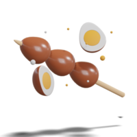 Soy Quail Eggs Satay 3d with Transparency Background png