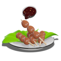 Soy Quail Eggs Satay 3d with Transparency Background png