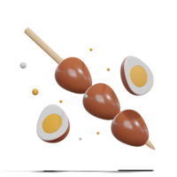 Soy Quail Eggs Satay 3d with Transparency Background png