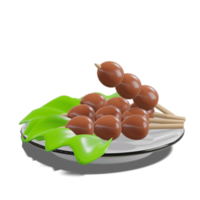 Soy Quail Eggs Satay 3d with Transparency Background png