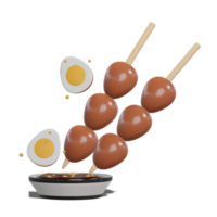 Soy Quail Eggs Satay 3d with Transparency Background png