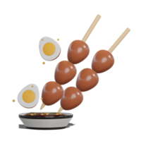 Soy Quail Eggs Satay 3d with Transparency Background png