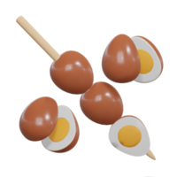 Soy Quail Eggs Satay 3d with Transparency Background png