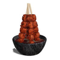 satay de pollo con salsa de maní fondo de transparencia 3d png