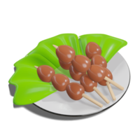 Soy Quail Eggs Satay 3d with Transparency Background png