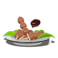 Soy Quail Eggs Satay 3d with Transparency Background png