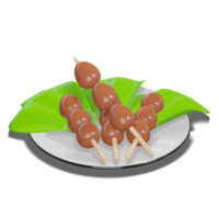 Soy Quail Eggs Satay 3d with Transparency Background png