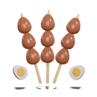 Soy Quail Eggs Satay 3d with Transparency Background png