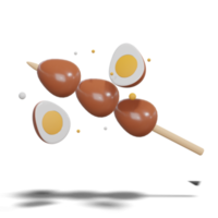 Soy Quail Eggs Satay 3d with Transparency Background png