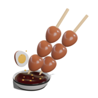 Soy Quail Eggs Satay 3d with Transparency Background png