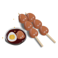 Soy Quail Eggs Satay 3d with Transparency Background png