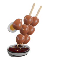 Soy Quail Eggs Satay 3d with Transparency Background png