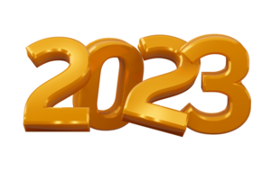 Gold 2023, happy new year two thousand twenty three, 3d rendering png