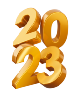 Gold 2023, happy new year two thousand twenty three, 3d rendering png