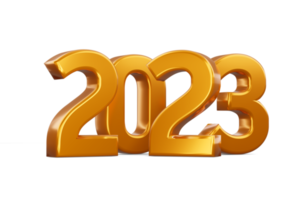 Gold 2023, happy new year two thousand twenty three, 3d rendering png