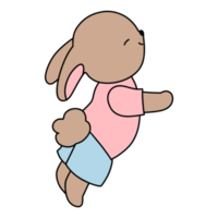 personnage de lapin en costume mignon, personnage animal de dessin animé de lapin, illustration dessinée à la main png