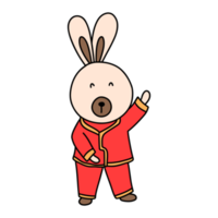Cute bunny in Chinese traditional costume, Cheongsam dress png