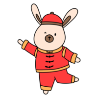 Cute bunny in Chinese traditional costume, Cheongsam dress png