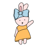 Rabbit character in cute costume, Rabbit Cartoon animal character, hand drawn illustration png