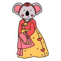 coala, personaje animal waering hanbok, traje tradicional coreano hanbok png