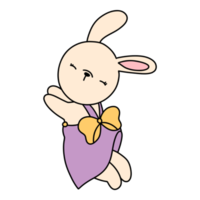 coniglio personaggio nel carino costume, coniglio cartone animato animale carattere, mano disegnato illustrazione png