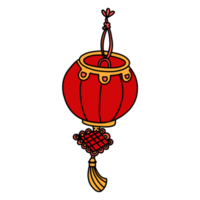 Hand drawn red Chinese paper lanterns, Chinese New Year element png