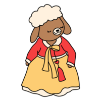 får, djur- karaktär vacklande hanbok, koreanska traditionell kostym hanbok png