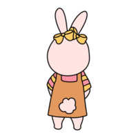personaje de conejo en traje lindo, personaje animal de dibujos animados de conejo, ilustración dibujada a mano png