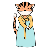tigre, personnage animal waering hanbok, costume traditionnel coréen hanbok png