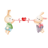 lapin amoureux, lapin aquarelle saint valentin, lapin de pâques png