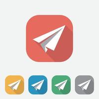 Flat Paper Plane Web Icon design, Aircraft vector design, square colorful button, Flat style design illustration