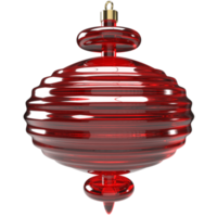 Brinquedo de árvore de Natal de vidro vermelho soprado 3D. Natal e feliz ano novo elemento de design realista. png